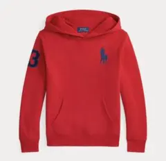 【新品・紙タグ付】ラルフローレン ビッグポニー フード付きパーカー 赤 150