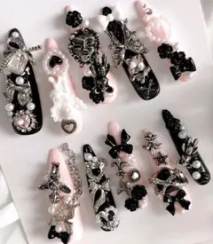 新品 アート ネイルチップ 天使 ゴテゴテ 量産型 ロングネイル 付け爪 c