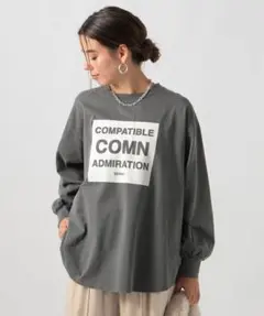 BAYFLOW　ベイフロー　ピグメントロゴロングT　Tシャツ　ロンT　グレー