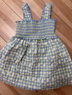ZARA ギンガムチェック 花柄刺繍 ワンピース 92cmのサムネイル