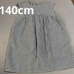 西松屋 ネイビー ギンガムチェック ノースリーブ ワンピース 140