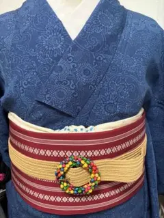 帯締め 帯ベルト レトロコーデ ベージュ カラフル　帯締め代わり 和洋折衷