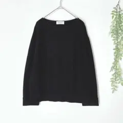 7047 オペークドットクリップ 長袖ニット トップス シンプル カジュアル 黒