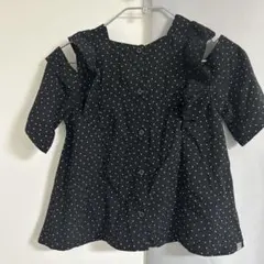 140サイズ 黒ドット柄 半袖シャツ
