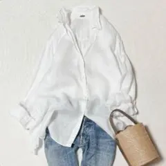 極美品 MUSEドゥーズィエムクラスLINEN WASH シャツ ワイヤー襟のサムネイル