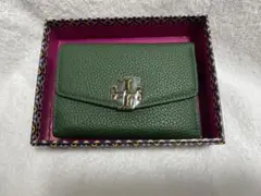 トリーバーチ 新品★箱付★発送無料 三つ折り コンパクト ミニウオレットグリーン