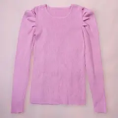 ✨美品✨ 神戸レタス 長袖ニット ピンク リブ編み パフスリーブ ピンク M