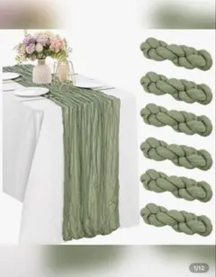 オリーブグリーン シフォン テーブルランナー　結婚式