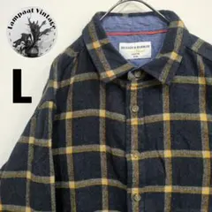 US古着 フランネルシャツ HUDSON＆BARROW チャコールグレー L