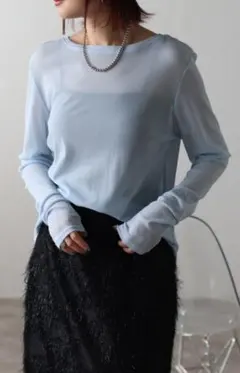 bonjour sagan「新品」シアー 長袖 クルーネックプルオーバー