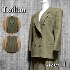 レリアン　セットアップ　ウール　プリーツスカート　ダブルボタン　x0011