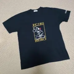 ICEBERG ミッキー 刺繍ゴールド＆シルバー　Tシャツ ブラック