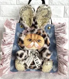 黒*こ様 コヤンイサムチョン　ファーフリルトートバッグ　クムちゃん　ヒョウ柄うさ