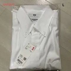 【新品】ユニクロ スーパーノンアイロンスリムシャツ L 白 長袖 ボタンダウン