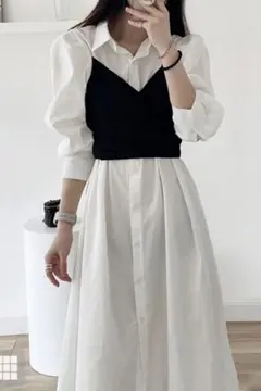 【値下げしました】ビスチェドッキングシャツワンピース