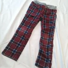 MPS 110cm 赤と青のチェック柄ロングパンツ