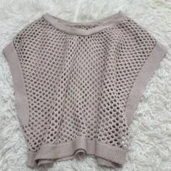 セレクトモカ メッシュニット ベージュ M 透かし編み　サマーニット　シアー