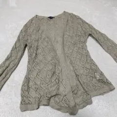 透かし編みカーディガン BASIC EDITIONS サマーニット ベージュS