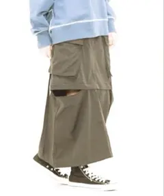 CONVERSE TOKYO 綿混 2WAY ミリタリー ワイドカーゴスカート