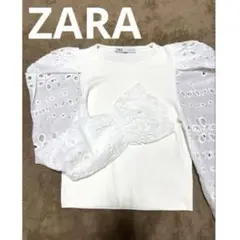 ✨24時間以内発送✨　ZARA パフスリーブ 小花柄レース M