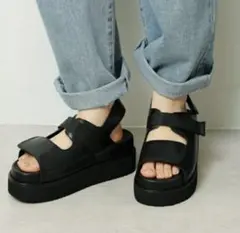 定13200円！完売ブラックアウト！LBエバンス新品厚底ストラップサンダル