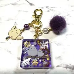 6720☆ シマエナガ　キーホルダー　チャーム　レジン　ハンドメイド