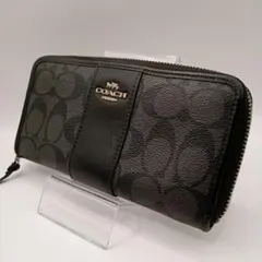 【訳あり格安】COACH コーチ 長財布 ブラック シグネチャー ペイント汚れのサムネイル
