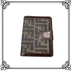 フェンディ Fendi 二つ折り財布 ズッカ柄 ブラウン キャンバス レザー