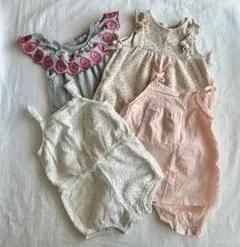 女の子 夏ロンパースセット売り 70-80