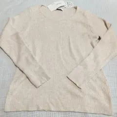 値下げ 新品 Discoat リブニット 長袖 ベージュ M