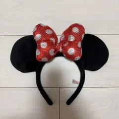 ミニースパンコールリボンカチューシャ赤