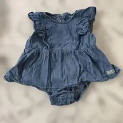 breeze ブリーズ　デニム　ブルー フリルロンパース　70 韓国子供服
