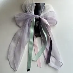 シフォンリボンヘアクリップ 薄紫