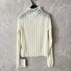 フィンガーホール付柄シアーメロートップス レディース L アイボリー