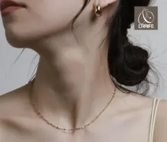 ピンクゴールドチェーンネックレス