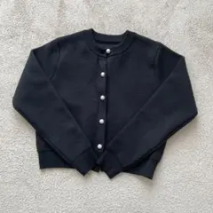 and me パールボタン付きブラック　カーディガン