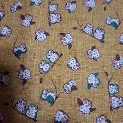 綿生地 カラシイロ ふくろうプリント