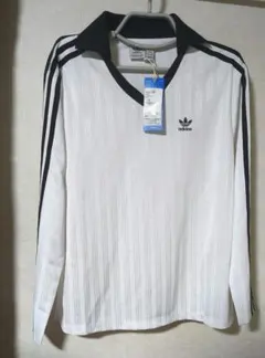 adidas ストライプ 長袖ポロシャツ XL ホワイト