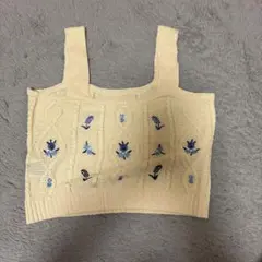 花柄刺繍 ニットビスチェ アイボリーのサムネイル
