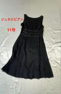 G97 美品　ジュネビビアン　11号　ワンピース 縦線ラメ入 シアー生地　日本製のサムネイル