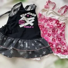 フリル付き水着 120cm 黒・ピンク