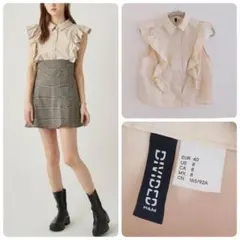 H&M　フリル　ノースリーブ　コットン　シャツ　ブラウス