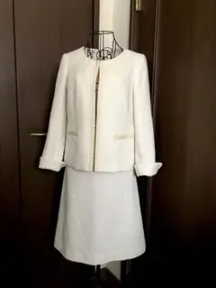 ELLE フォーマルスーツ アイボリー ツイード ジャケットスカートセット入学式