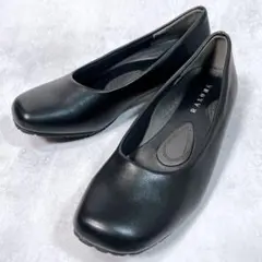新品【ラクナ】整体パンプス3 (23) オブリークトゥ 幅広 レザー