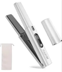 POLENTAT ヘアアイロン コードレス 白 携帯用