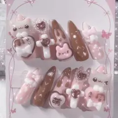 ネイルチップ 現品 量産型 地雷系 平成女児 ゴテゴテ ピンク チョコ