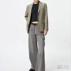 ⭕️お値下げ中　ユニクロ　テーラードジャケット リラックスフィット　グリーン　M