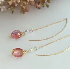 おまとめ★チェコビーズとスワロフスキーのアメリカンピアス(オレンジ×ピンク)他