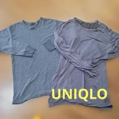 UNIQLO　ヒートテックTシャツ　長袖シャツ　グレー　2枚セット