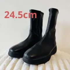 UNIQLO : C ユニクロシー ストレッチショートブーツ 24.5黒